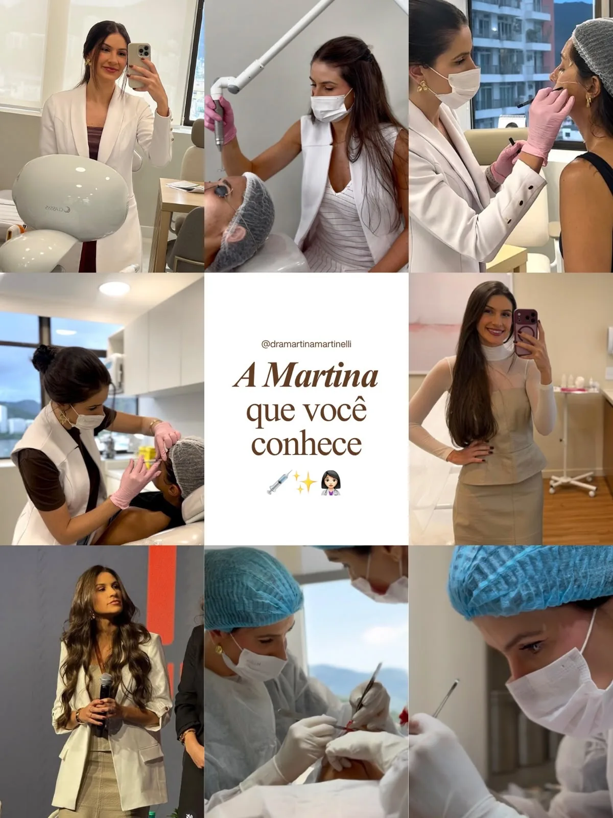 Colagem de fotos que a médica publicou: a Martina que você conhece